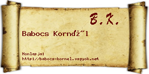 Babocs Kornél névjegykártya