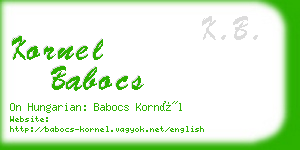 kornel babocs business card